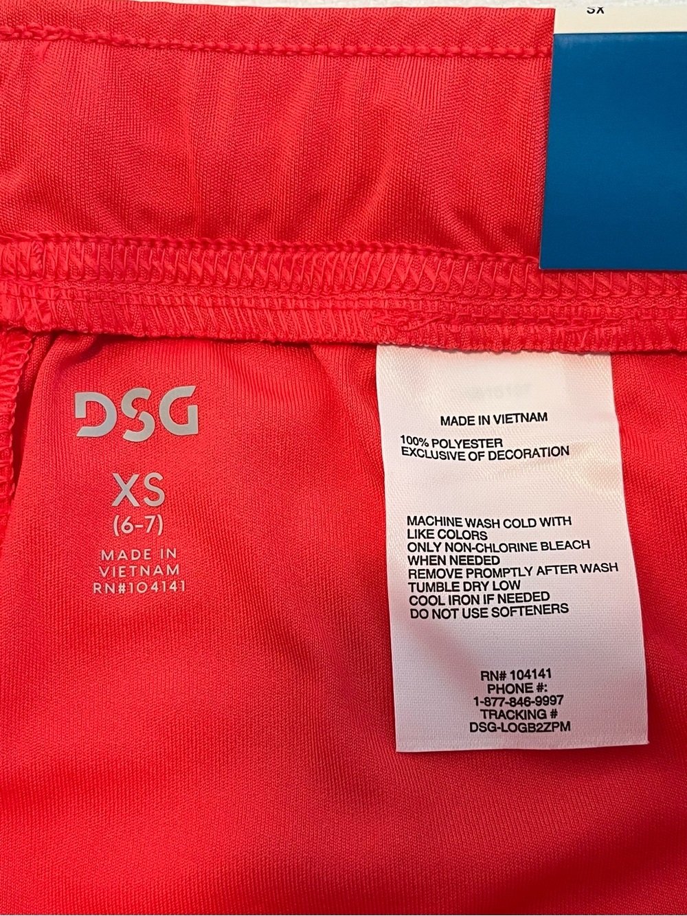 DSG Athletic Gym Shorts XS 6-7 Coral & White 4" Inseam Boys, Unisex, Girls, Kids - Picture 3 of 8